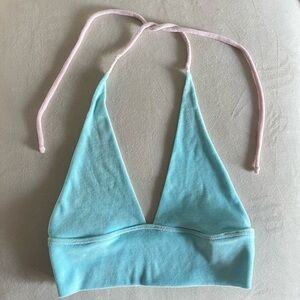 Blue Halter Top with Pink Straps
